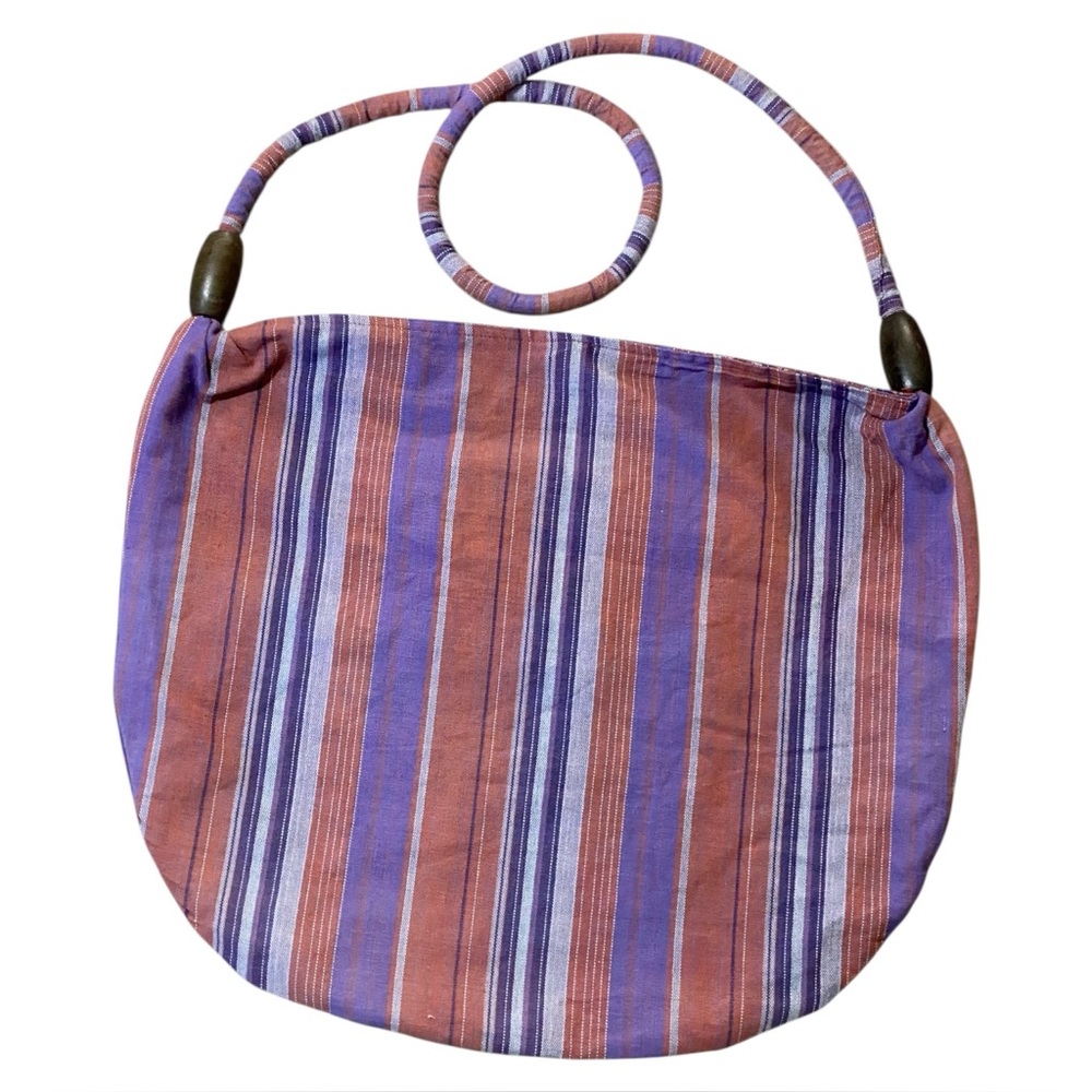 Delia’s Striped Woven Hobo Bag Large Slouchy Purple Coral Boho Beachy Vacation